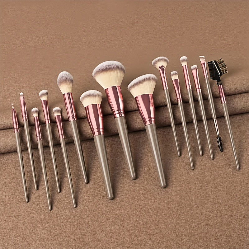 15-Piece Professional Makeup Brush Set: Perfect for Foundation, Eyelash, Eyebrow, and Eyeshadow Cosmetics!