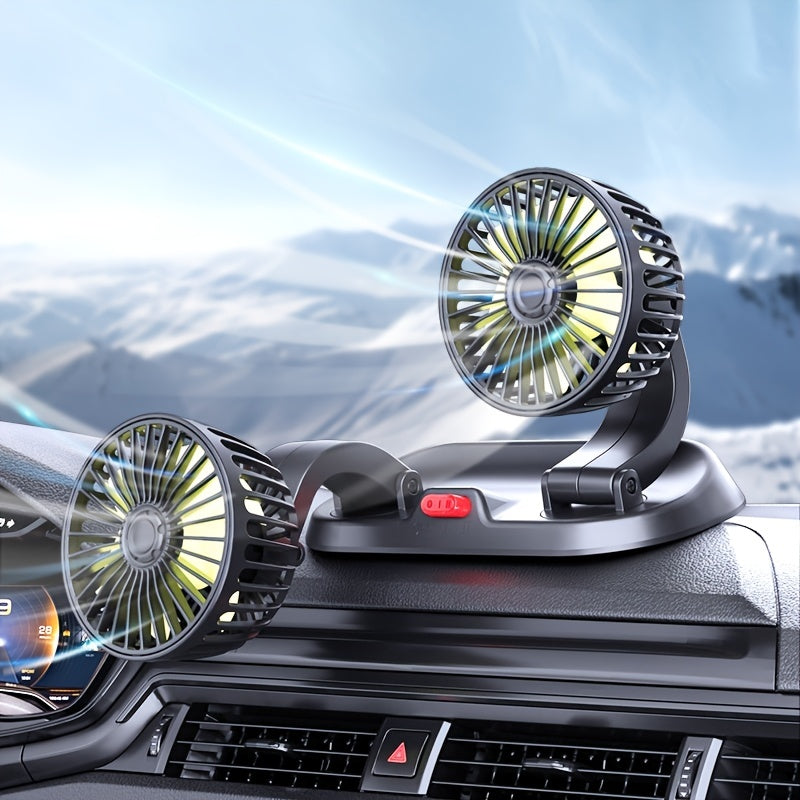 Adjustable Multi-function Car Mini Double-headed Fan - Perfect for Summer Drives and Home Use