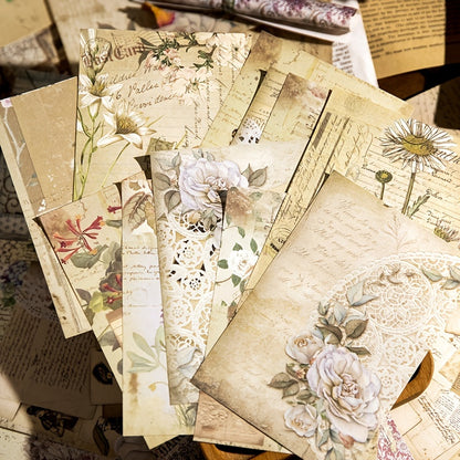 30pcs of Vintage Flower Character Scrapbook Paper - Perfect for Crafting & Hand Accounts!