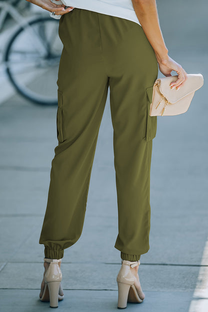 Pantalon de jogging cargo taille haute noué