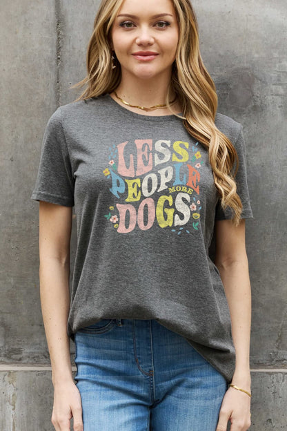 Simply Love Full Size LESS PEOPLE MORE DOGS Graphic Cotton T-Shirt