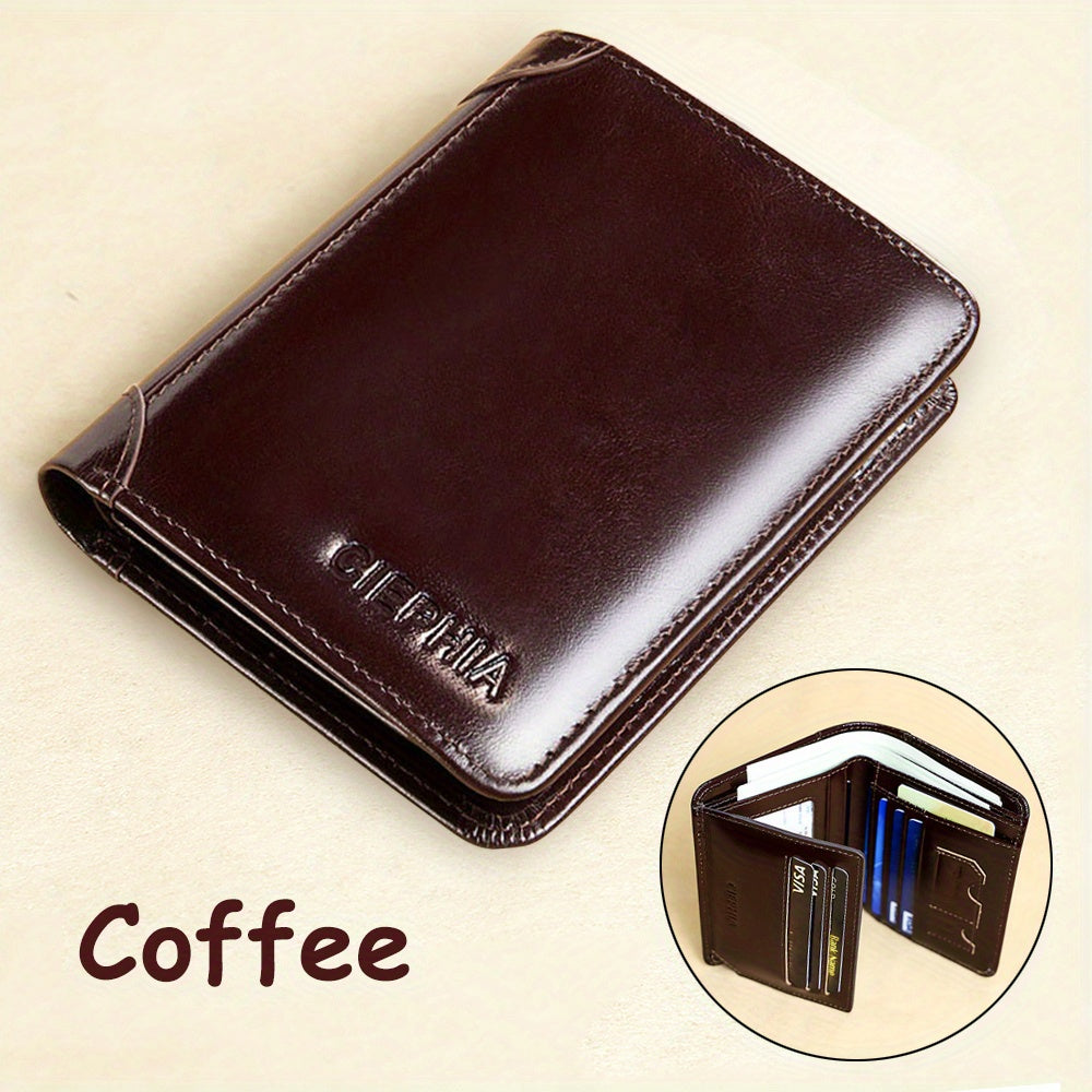 Vintage Leather Wallet for Men - RFID Anti-theft Brush Trifold Credit Card Wallet - Perfect Valentine's Day Gift!