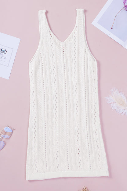 Openwork Sleeveless V-Neck Knit Dress