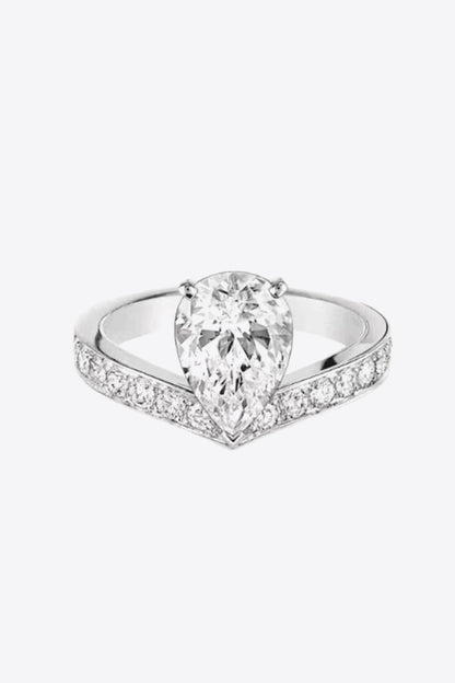 Bague moissanite en argent sterling 925 en forme de larme 1 carat