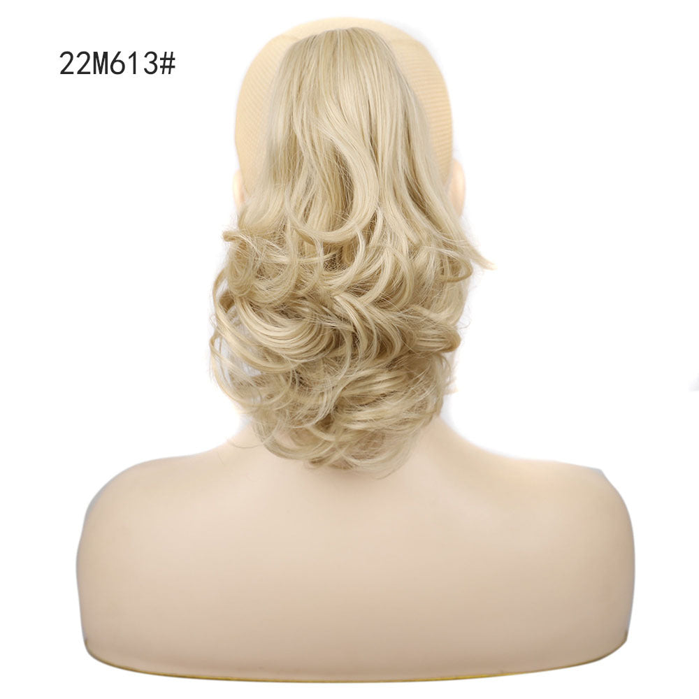 Postiche synthétique blonde mixte avec cordon de serrage, extension capillaire longue et ondulée pour femmes 