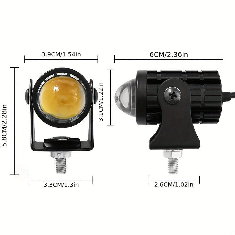 2pcs 5000LM Motorcycle LED Auxiliary Headlight With Control Switch Dual Color For ATV Scooter Driving Racing Auxiliary Spotlight Waterproof IP68