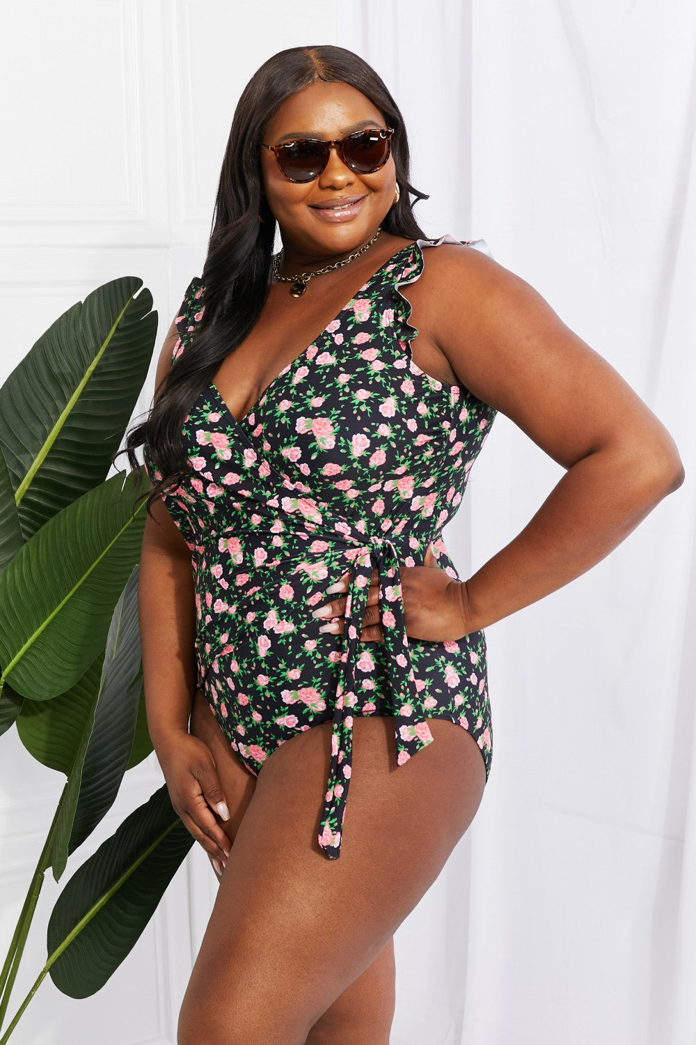 Marina West Swim - Une pièce flottante sur volants - Taille complète - Floral