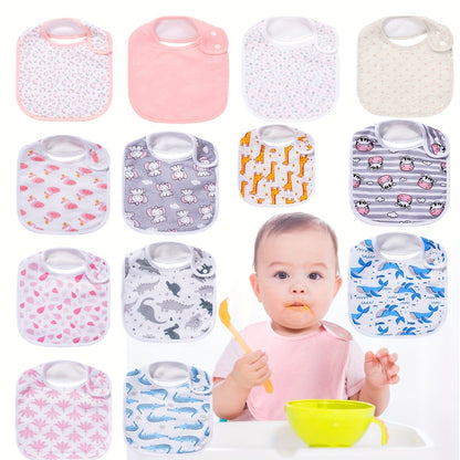 6pcs Baby Cotton Absorbent Bibs For Drooling Teething