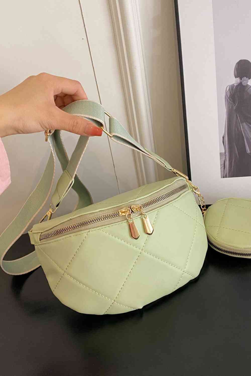 PU Leather Sling Bag with Small Purse