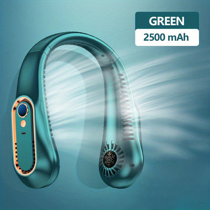 2023 Nouveau ventilateur de cou portable suspendu : ultra-longue endurance, chargement USB, 5 vitesses sans feuilles, rechargeable, silencieux, réfrigération climatisation cuisine extérieur bureau réfrigération artefact cadeau pour petit ami/petite amie 