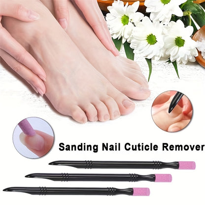 5 Pcs Nail Cuticle Remover Sanding Nail Art File Pen Nail Cuticle Pusher Nail Beauty Manicure Tools