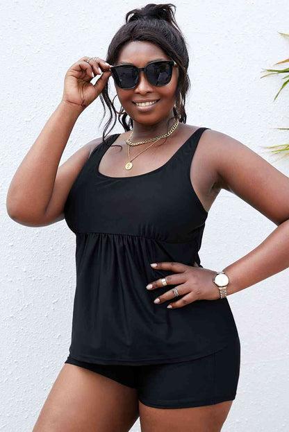 Ensemble de tankini à encolure dégagée de grande taille