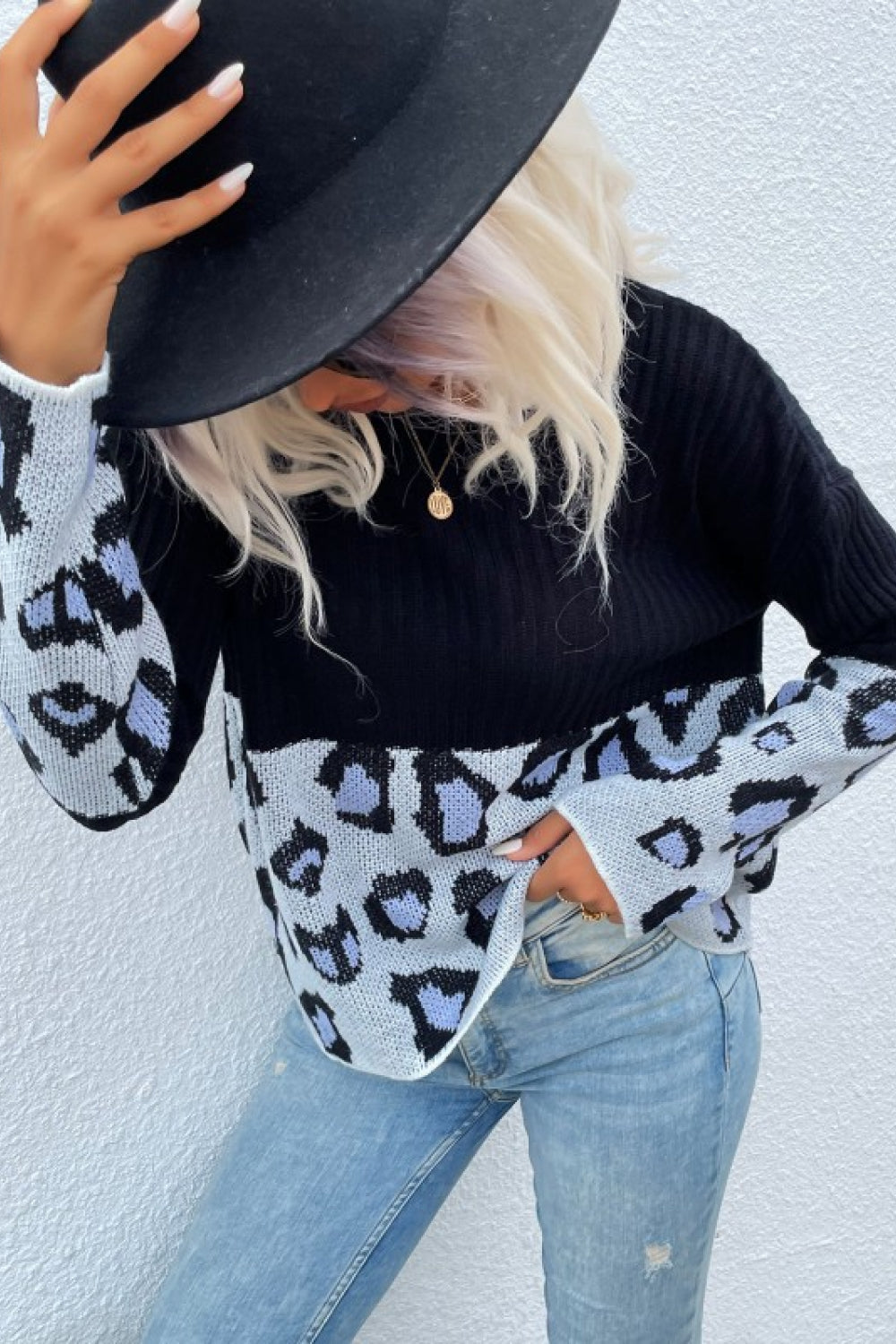 Leopard Color Block Sweater