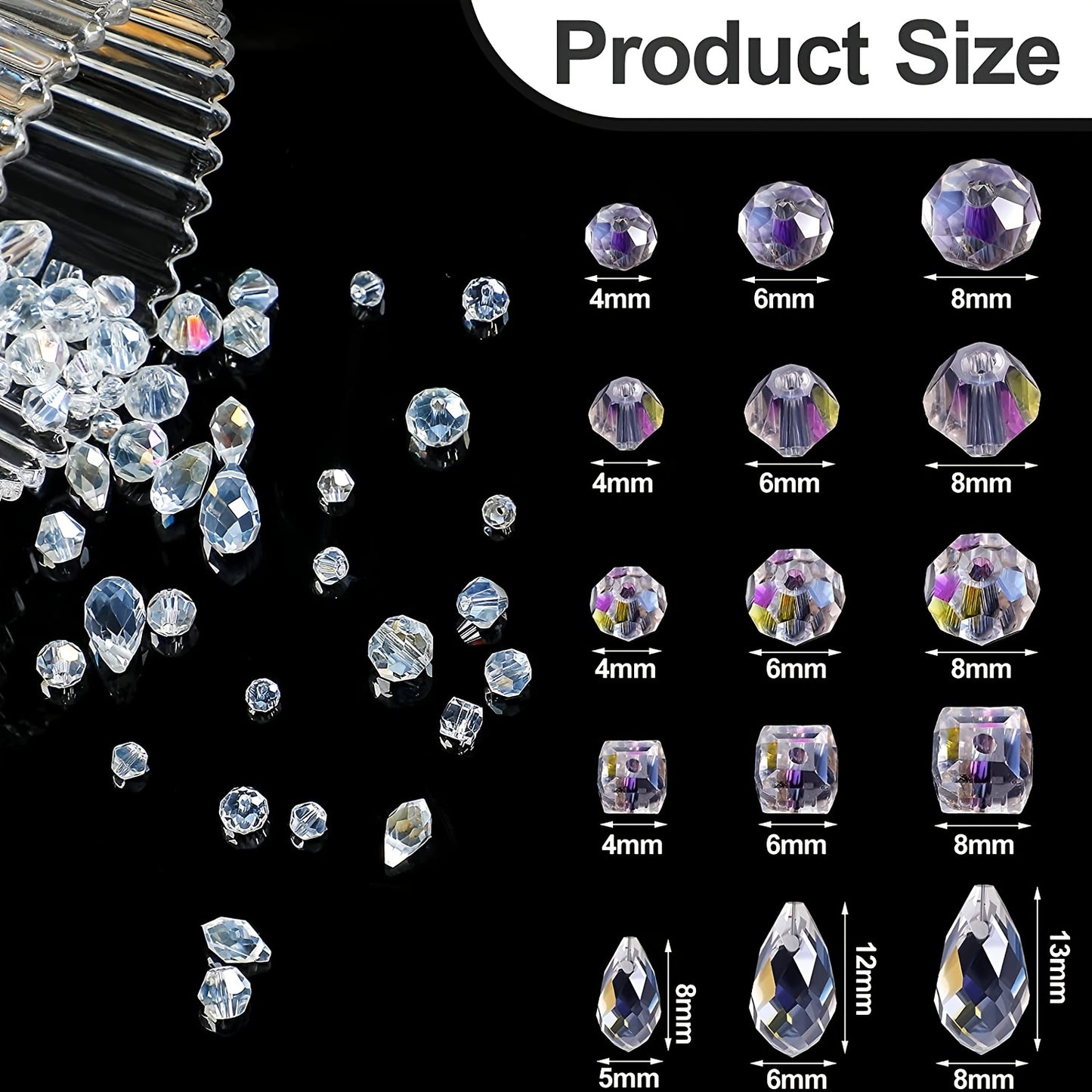 100 pieces Shiny Crystal Rondelle Beads for DIY Jewelry Making - Clear Glass Faceted Gems for Necklaces, Bracelets, and Earrings