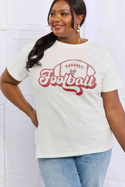 T-shirt en coton graphique Simply Love FOOTBALL pleine taille