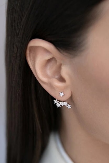 Boucle d'oreille unique en argent sterling 925 avec étoile en zircon