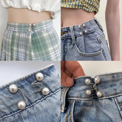 1 Set Of Pant Waist Tightener Instant Jean Buttons For Loose Jeans Pants Clips For Waist Detachable Jean Buttons Pins No Sewing Waistband Tightener