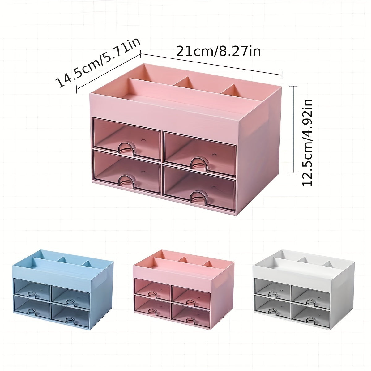 4 Drawer Desktop Makeup Organizer with Drawer - Stylish Desk Caddy for Makeup, Brushes, and Skincare Products - Efficient Storage Solution for Office and Home