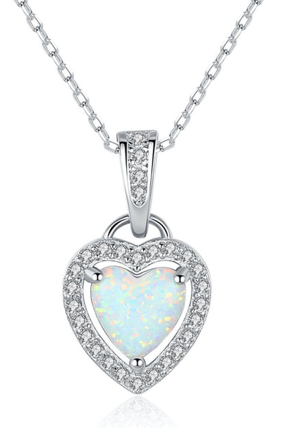 Collier avec pendentif coeur opale en argent sterling 925