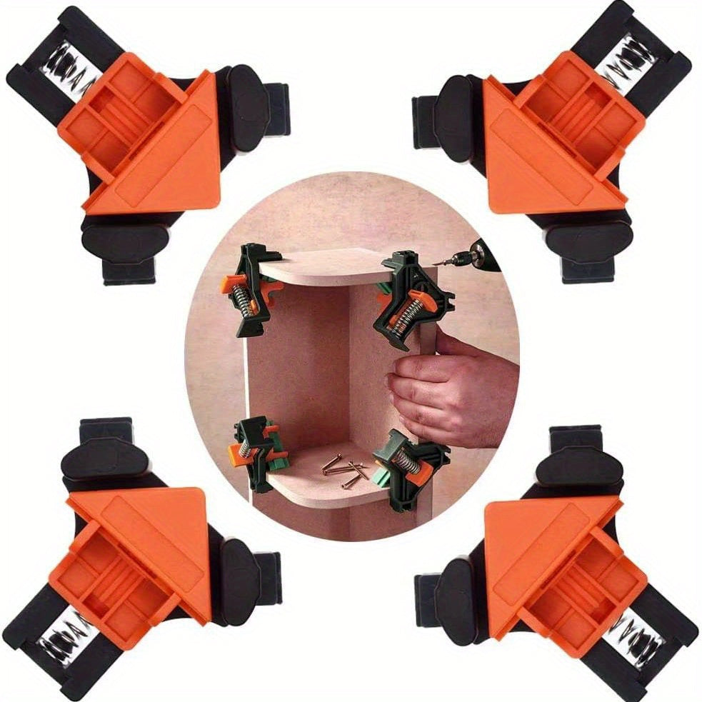 4pcs 90° Angle Clamps: Woodworking Corner Clip Fixer for Drilling, Making Cabinets, Boxes, Drawers & More!