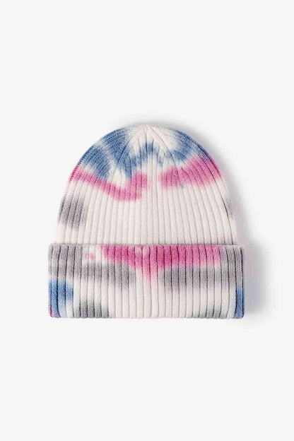 Bonnet en tricot côtelé tie-dye