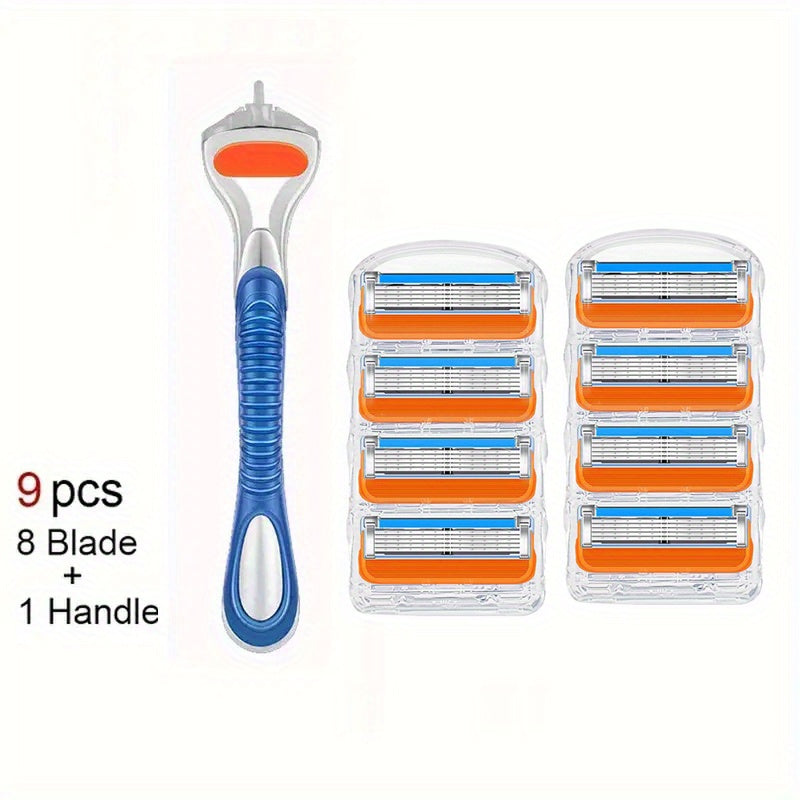 5-Layer Blade Set for Men: Get Smooth, Silky Skin with Our Shaving Razor & Holder for Face, Leg, Arm, Armpit Hair Removal!