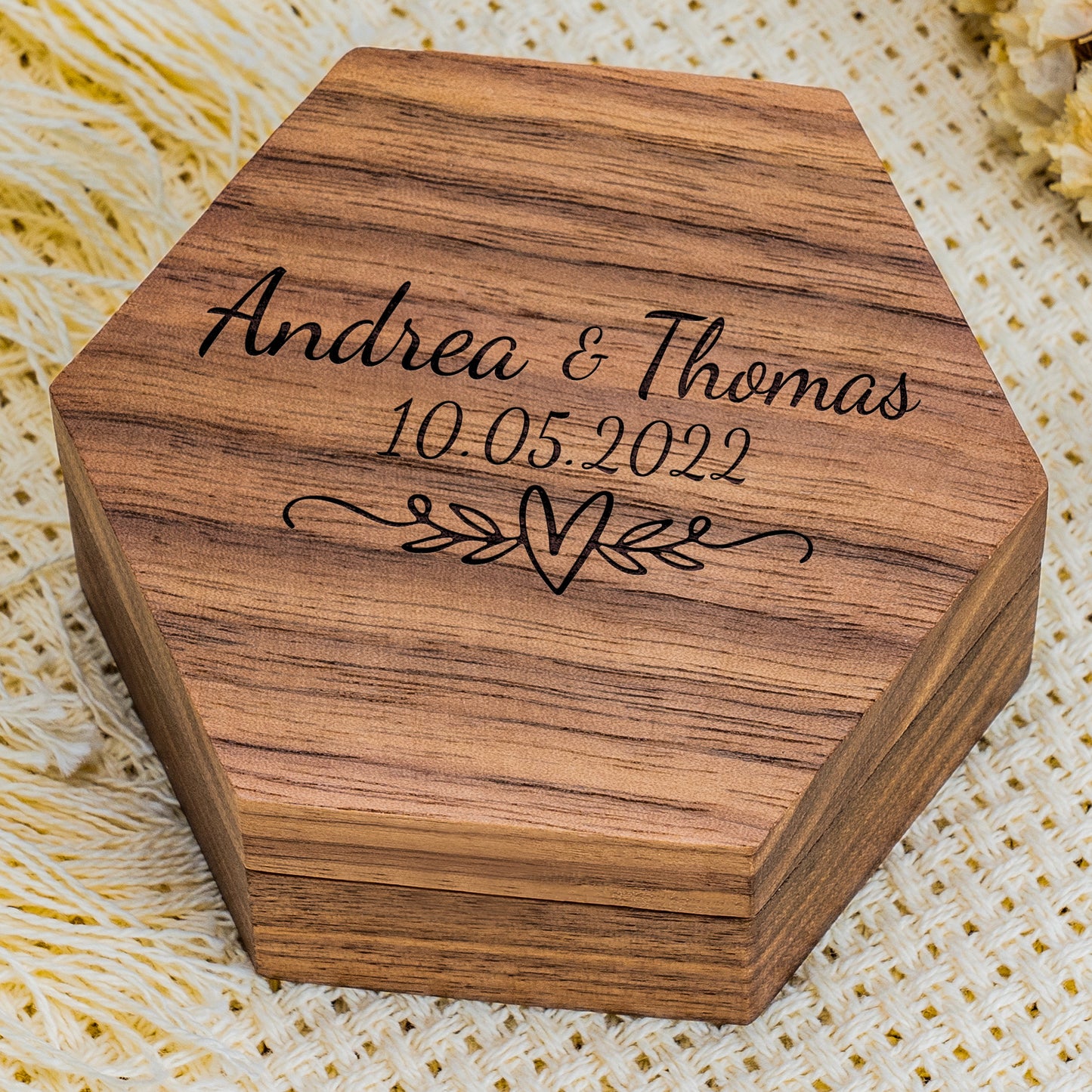 Vintage Wooden Wedding Ring Box - Custom Engraved - Perfect Proposal & Anniversary Gift!