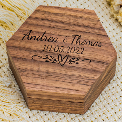 Vintage Wooden Wedding Ring Box - Custom Engraved - Perfect Proposal & Anniversary Gift!