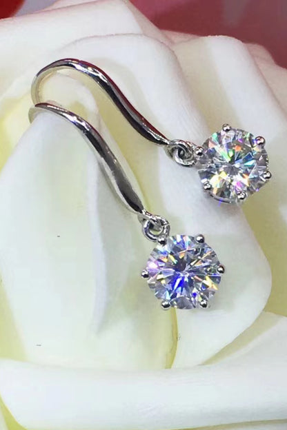 Boucles d'oreilles pendantes à 6 griffes en moissanite 2 carats