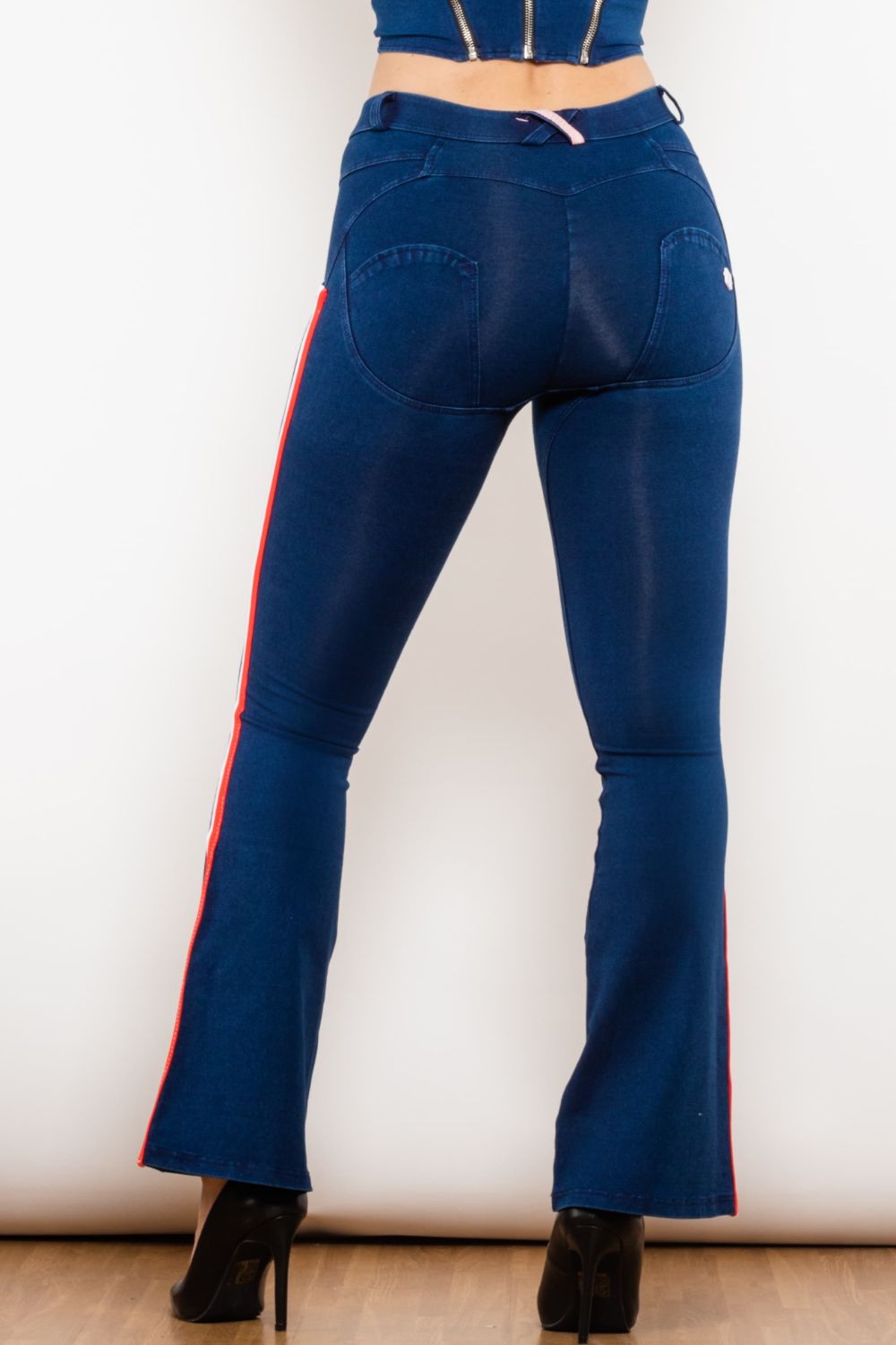 Side Stripe Buttoned Bootcut Jeans