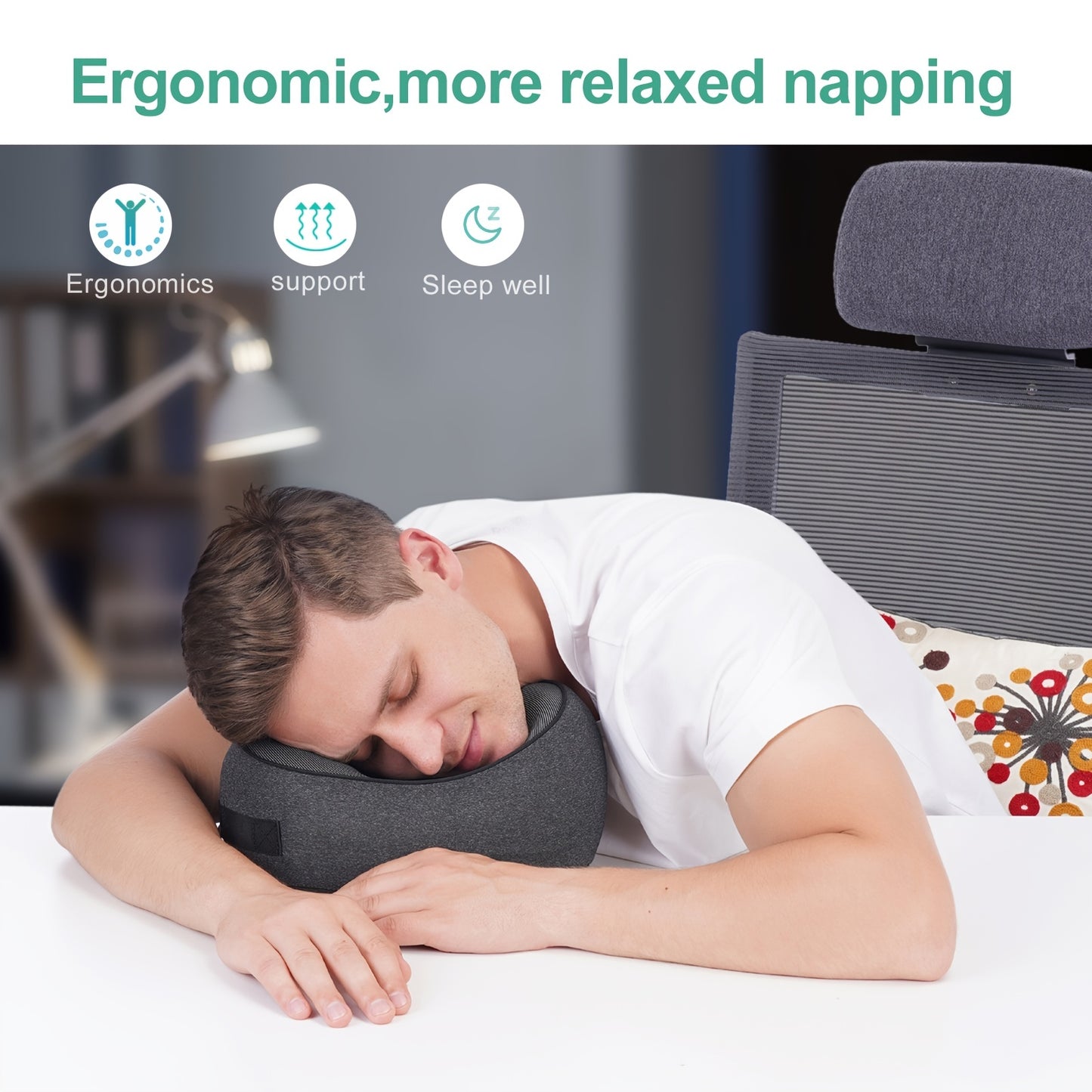 Travel in Comfort: Black Memory Foam Neck Pillow with Breathable Cover - Machine Washable!