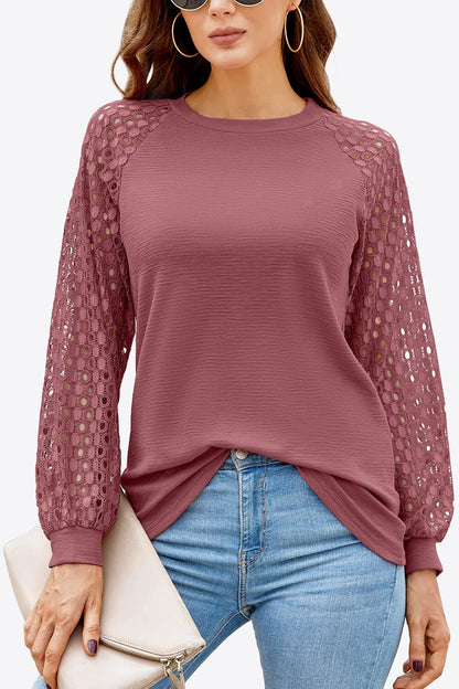 Long Raglan Sleeve Round Neck Tee