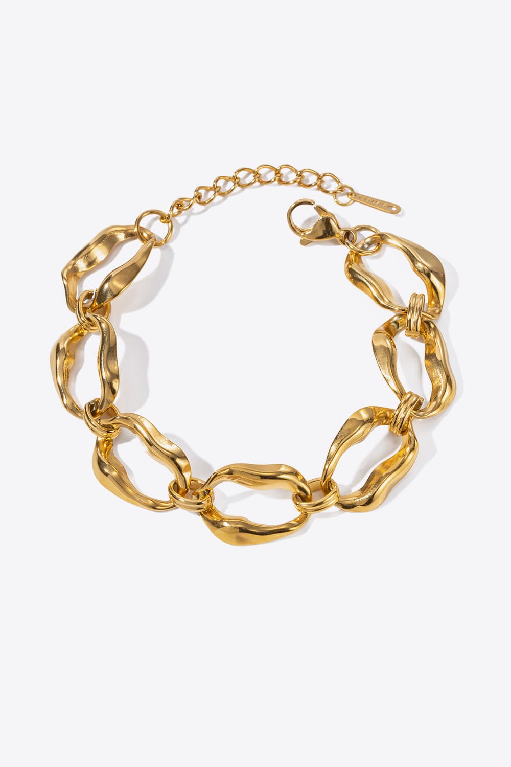 Brazalete de acero inoxidable chapado en oro de 18 quilates