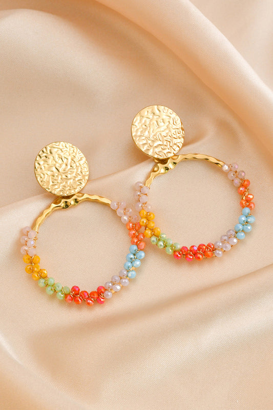 Multicolored Bead Stainless Steel Earrings