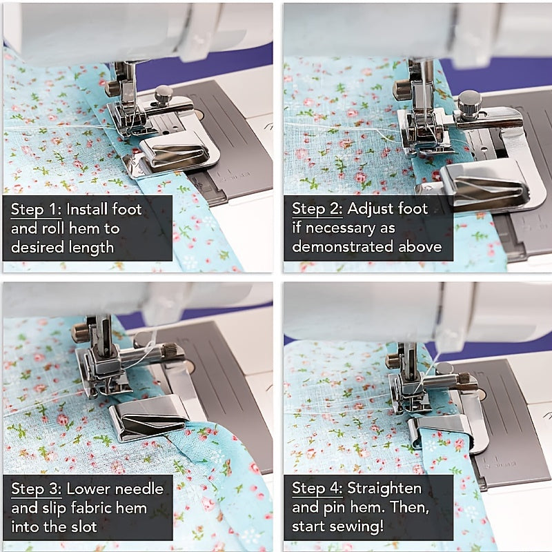 Upgrade Your Sewing Machine with this 3pcs Rolled Hem Presser Foot Set - Compatible with Singer, Brother, Babylock & More!