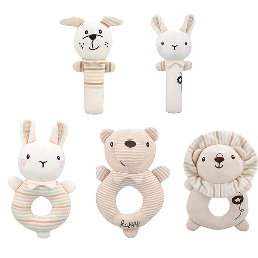 Jouet en peluche hochet à main pour bébé, poupée hochet à main ronde en forme d'animal d'éducation précoce, jouet réconfortant pour bébé 