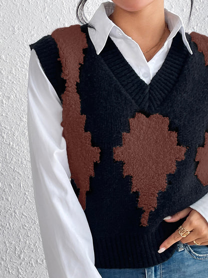 Contrast V-Neck Sweater Vest