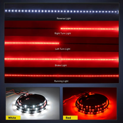 60inch Tailgate Light Bar Strip LED Truck Tailgate Bar Running Brake Turn Signal Reverse Light For Cars Truck Pickup SUVS Jeep Vans RVs Trailers