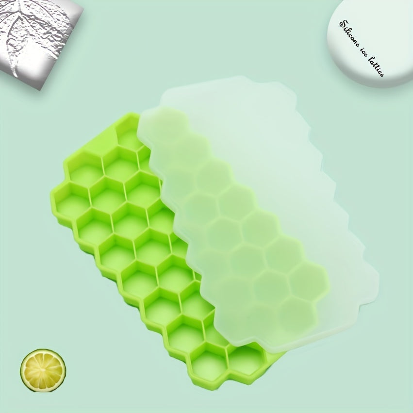 37 Lattice Food Grade Silicone Ice Cube Maker Mould With Lids - Easily Removable Mould for Ice Cream, Candy, Cocktails & More - BPA-FREE & Perfect for Parties!