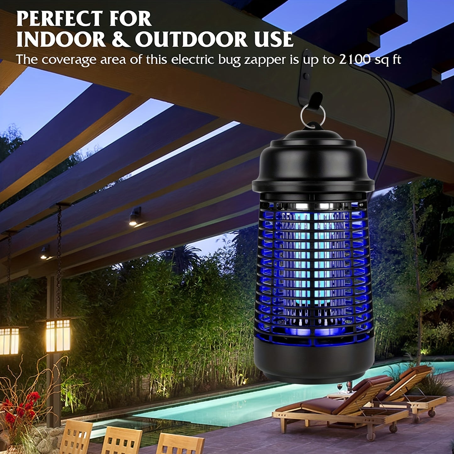 20W Electric Mosquito Zapper - Metal Grid, UV Light Fly Killer - Up To 1000sq. Ft Coverage - Waterproof - For Home, Patio, Garden, Kitchen