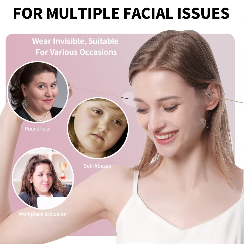 60pcs Instant V-Shape Face Lift Tapes with 8 Fixed Rope - Double Chin Reducer and Wrinkle Patches for Smoother, Younger-Looking Skin