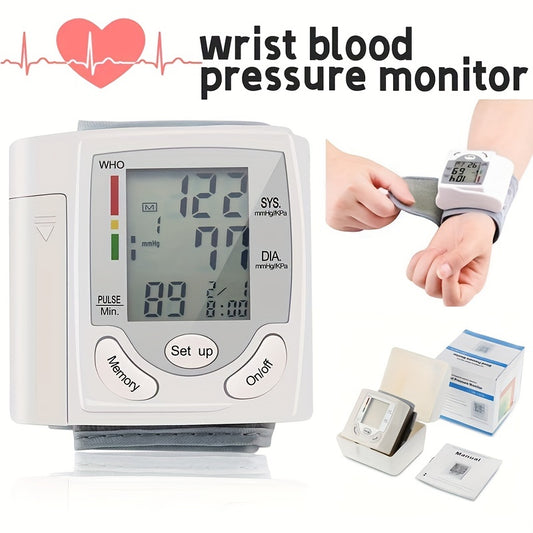 Wrist Blood Pressure Machine - Wrist Precise Automatic High Blood Pressure Monitor Portable LCD Heart Rate Monitor With Storage Box