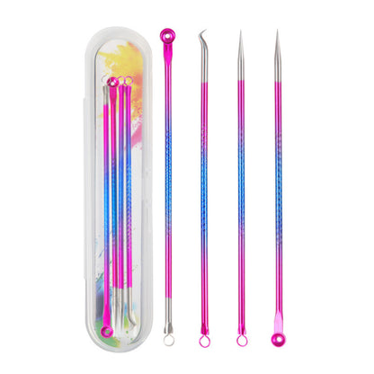 4-piece Blackhead Beauty Needle Set - Double-Headed Steel Acne Needle for Painless and Effective Treatment