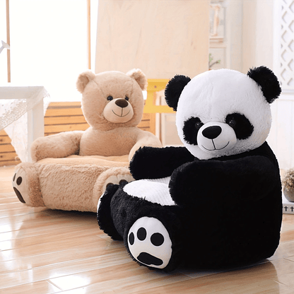 L'accessoire parfait pour la chambre de bébé : canapé en peluche pour enfant panda marron/noir 50 cm/19,68'' – Super doux, lavable et parfait pour les enfants ! 