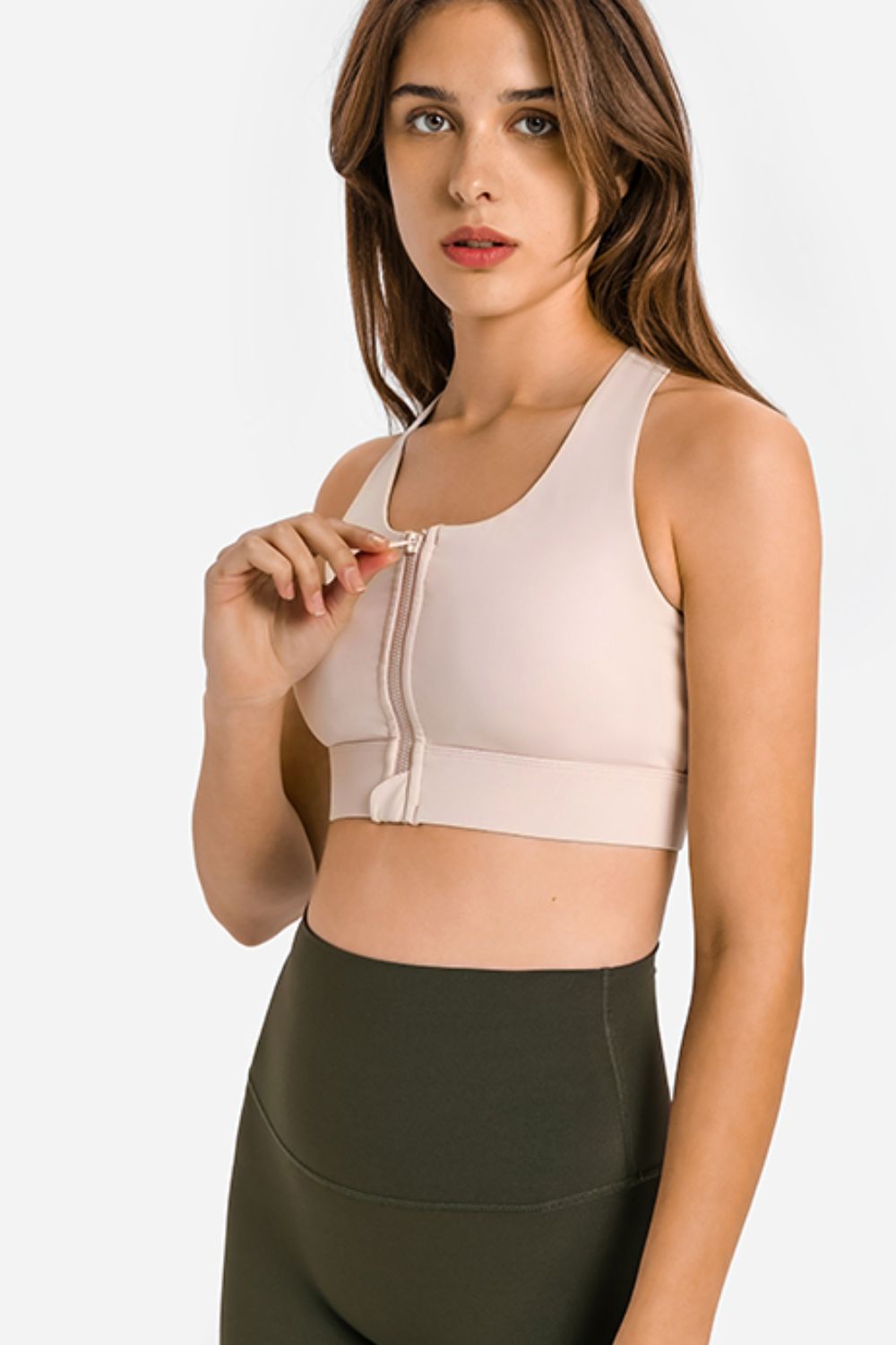 Soutien-gorge de sport zippé à dos nageur