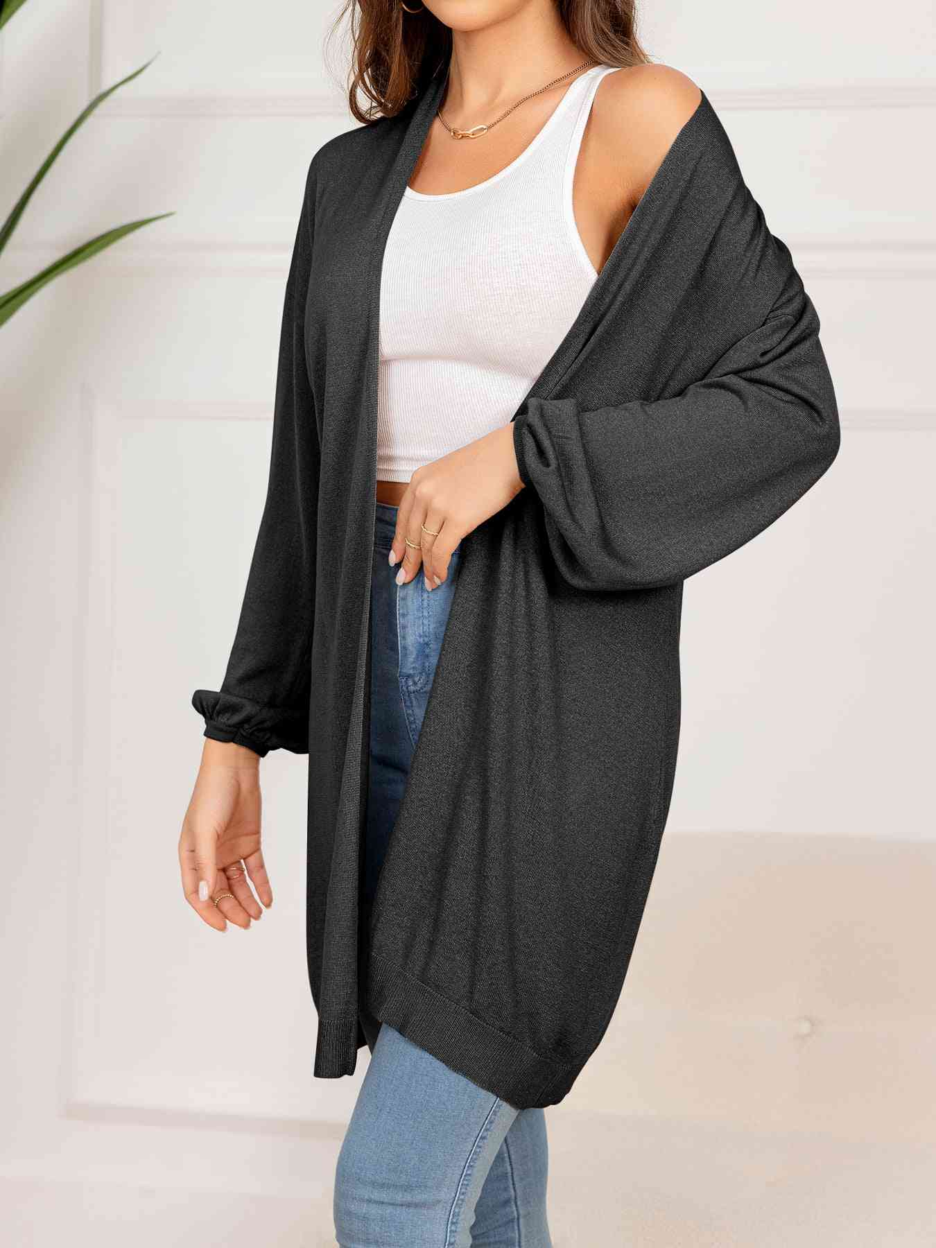 Dropped Shoulder Open Front Longline Cardigan