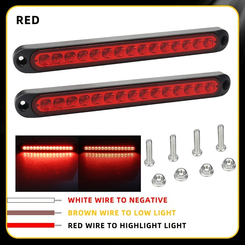 1pc 12V 24V Car Light Bar Side Marker Turn Signal Universal Stop Warning Lamp High Mount For Car External Lights Trailer Truck Lorry Red White Yellow