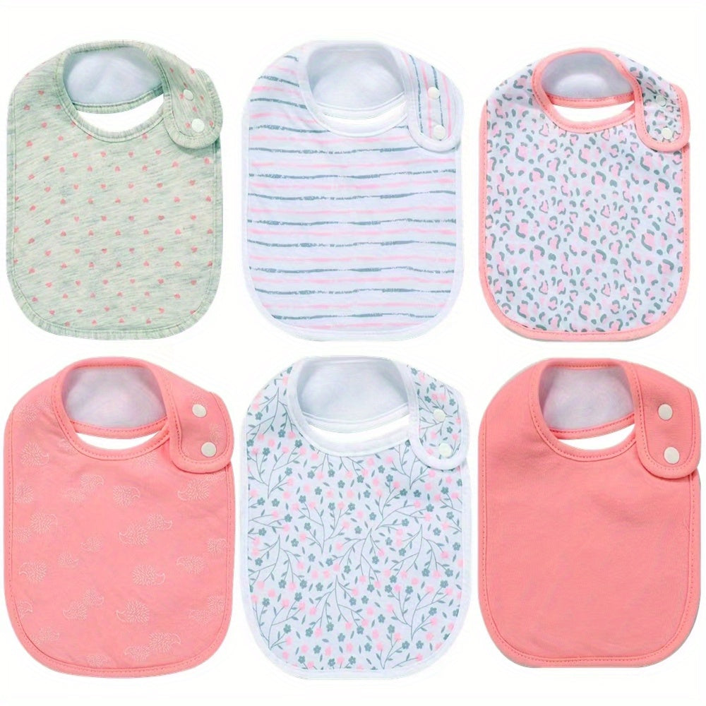 6pcs Baby Cotton Absorbent Bibs For Drooling Teething