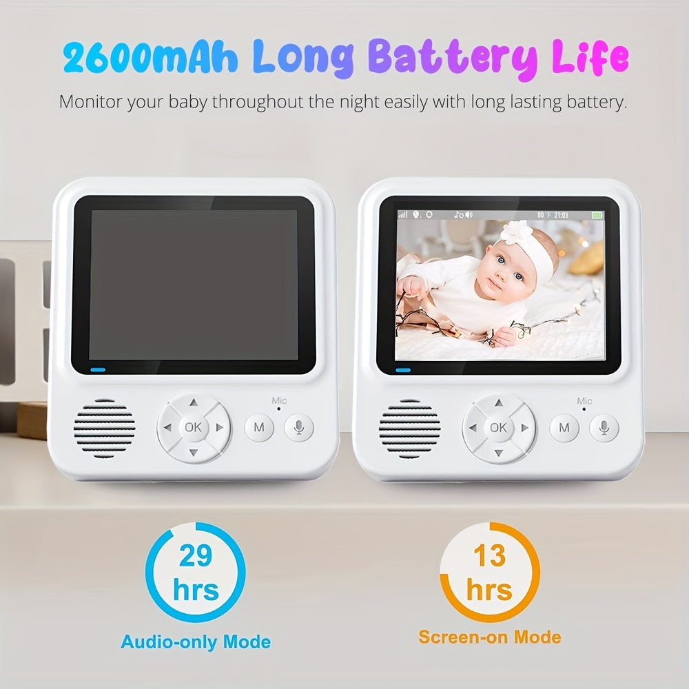 1080P 3.0 Inch HD Video Baby Monitor Camera: Real-Time Monitoring, Two-Way Talk, Temperature Display, and Cry Alarm - No APP or Playback Function