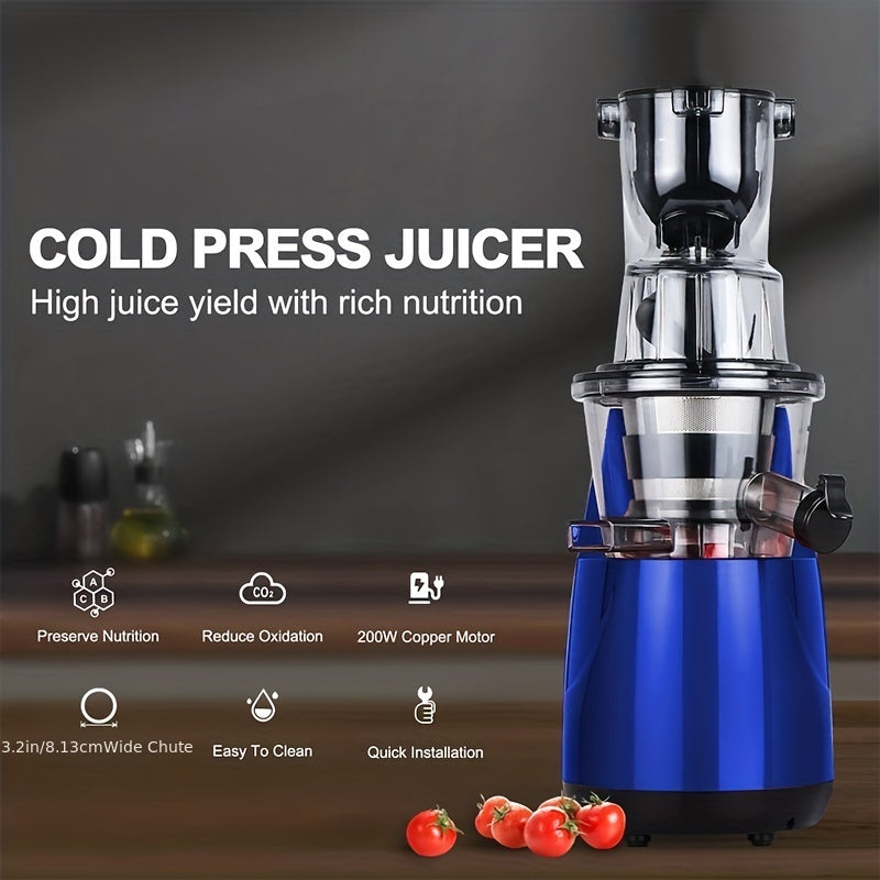 US Plug 5PCS Cold PrHurom Slow Masticating Juicer, 500W Matte BlackJuicer Machine, Slow Juicer Cold Press With 5.1" Wide Feed Chute, Vegetable And Fruit, Commercial Household Use With Juice Cap Coarse S